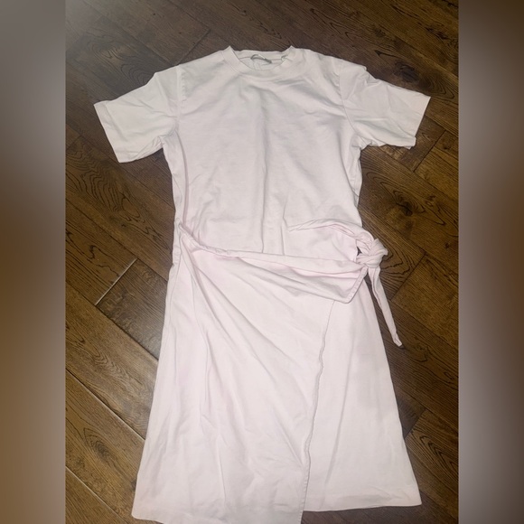 VINCE. Short Sleeve Side Tie Pink Cotton Dress Size Small - Picture 3 of 8